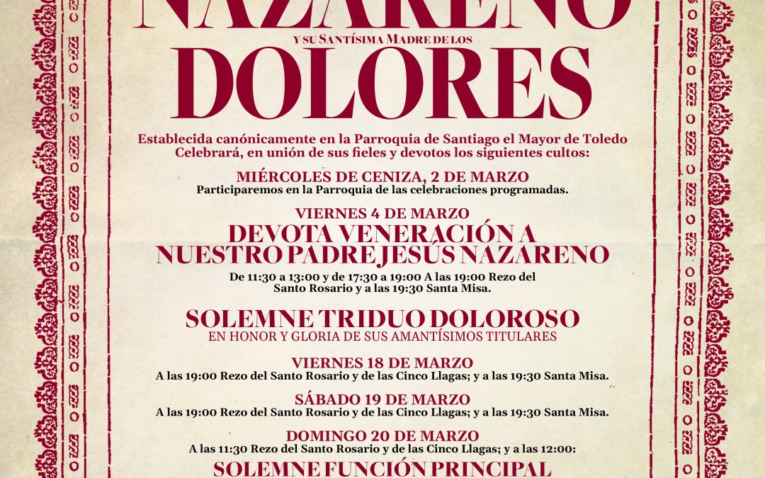 Cultos de la Hermandad 2022